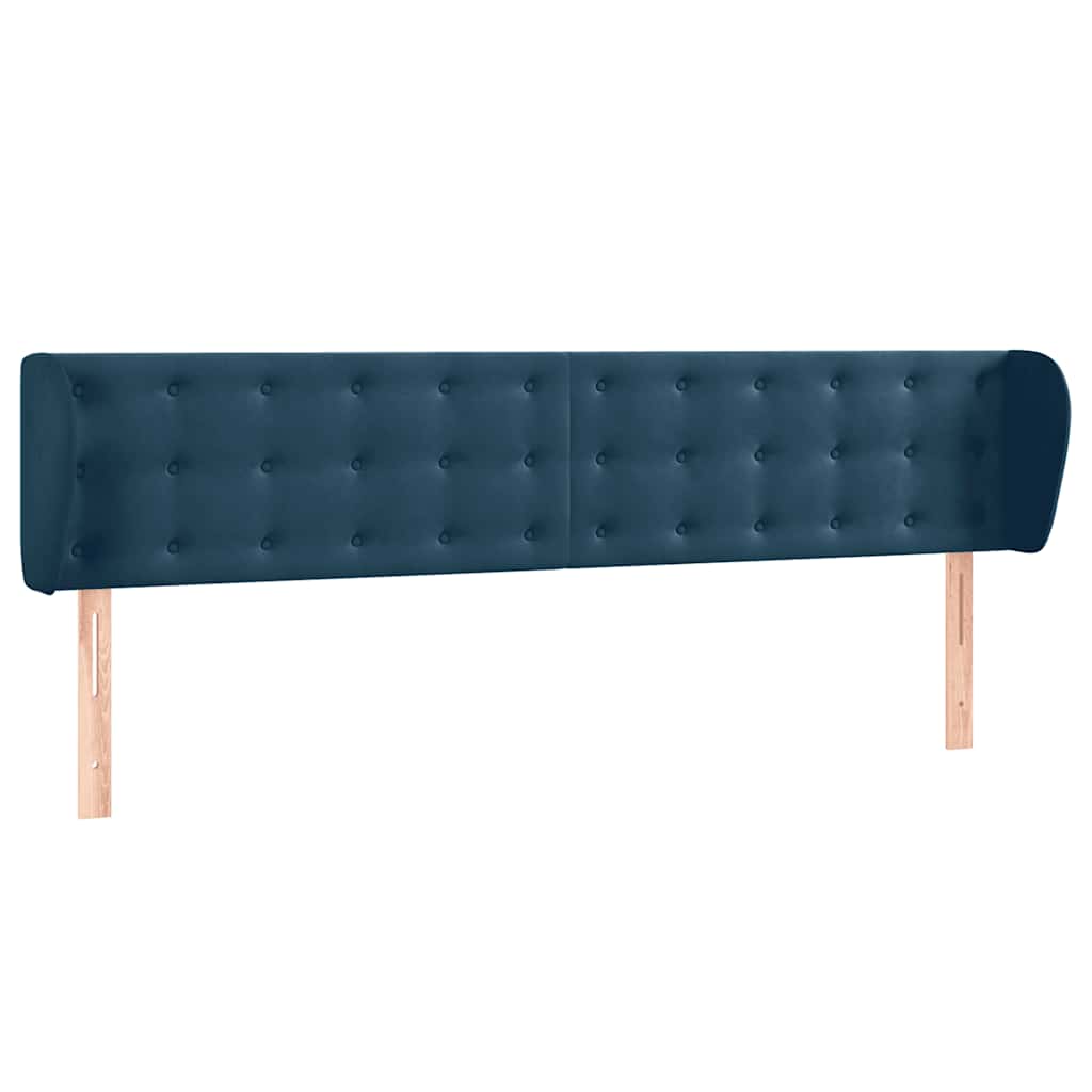 sengegavl med kanter 183x23x78/88 cm fløjl mørkeblå
