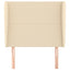 sengegavl med kanter 83x23x118/128 cm stof cremefarvet