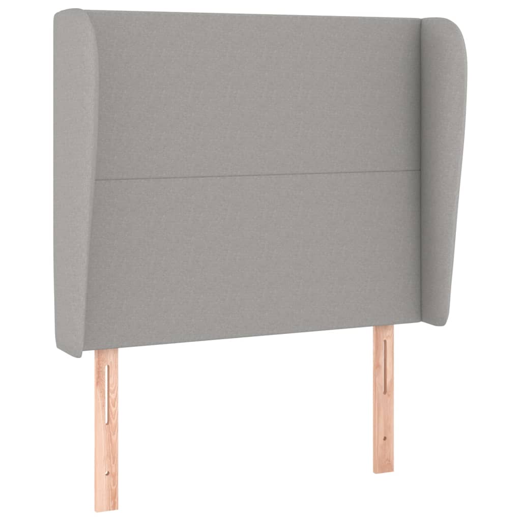 sengegavl med kanter 93x23x118/128 cm stof lysegrå