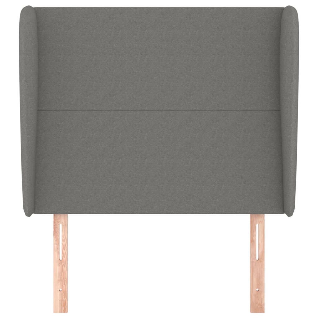 sengegavl med kanter 93x23x118/128 cm stof mørkegrå