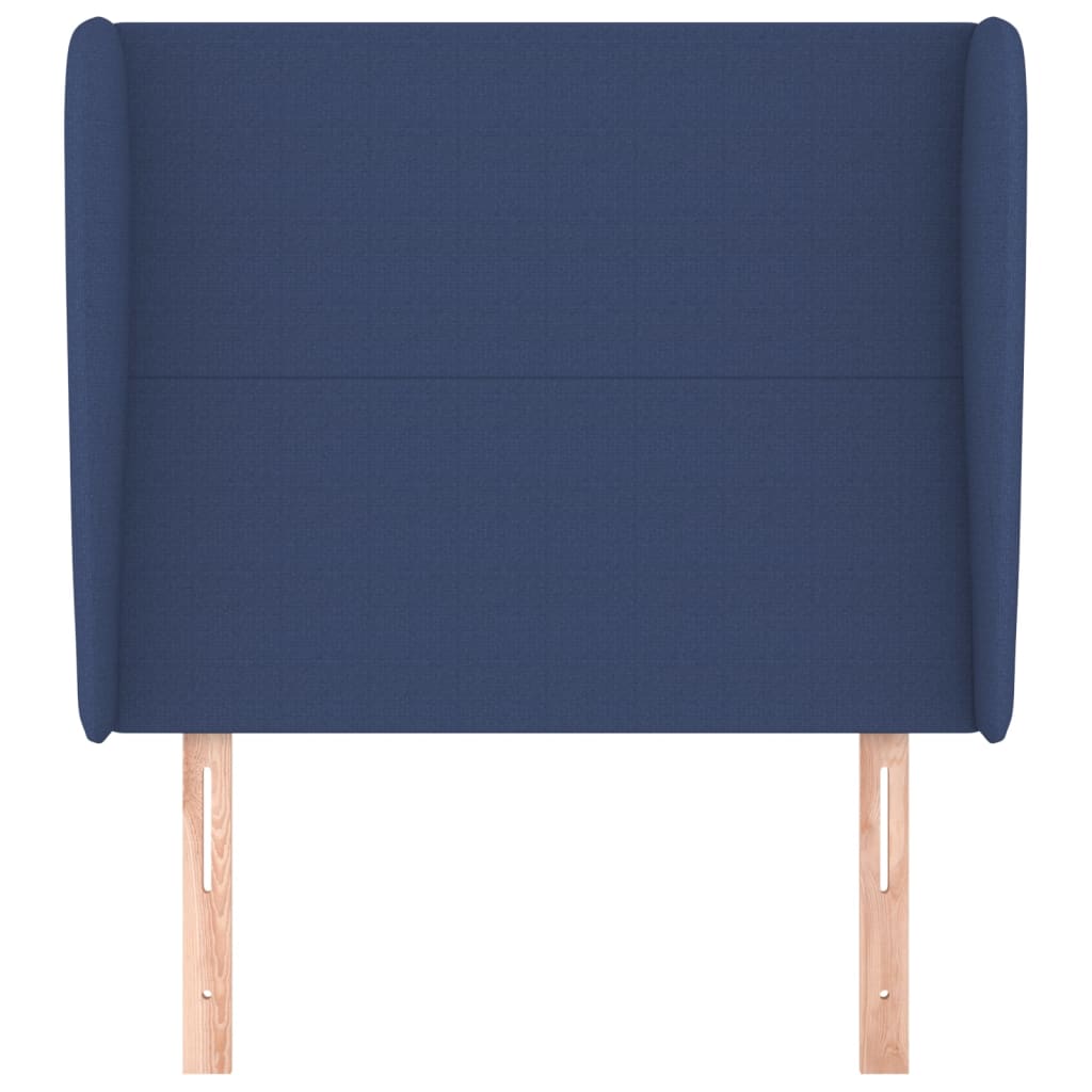 sengegavl med kanter 93x23x118/128 cm stof blå