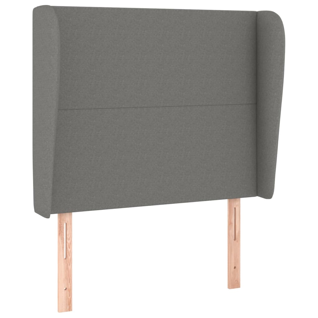 sengegavl med kanter 103x23x118/128 cm stof mørkegrå