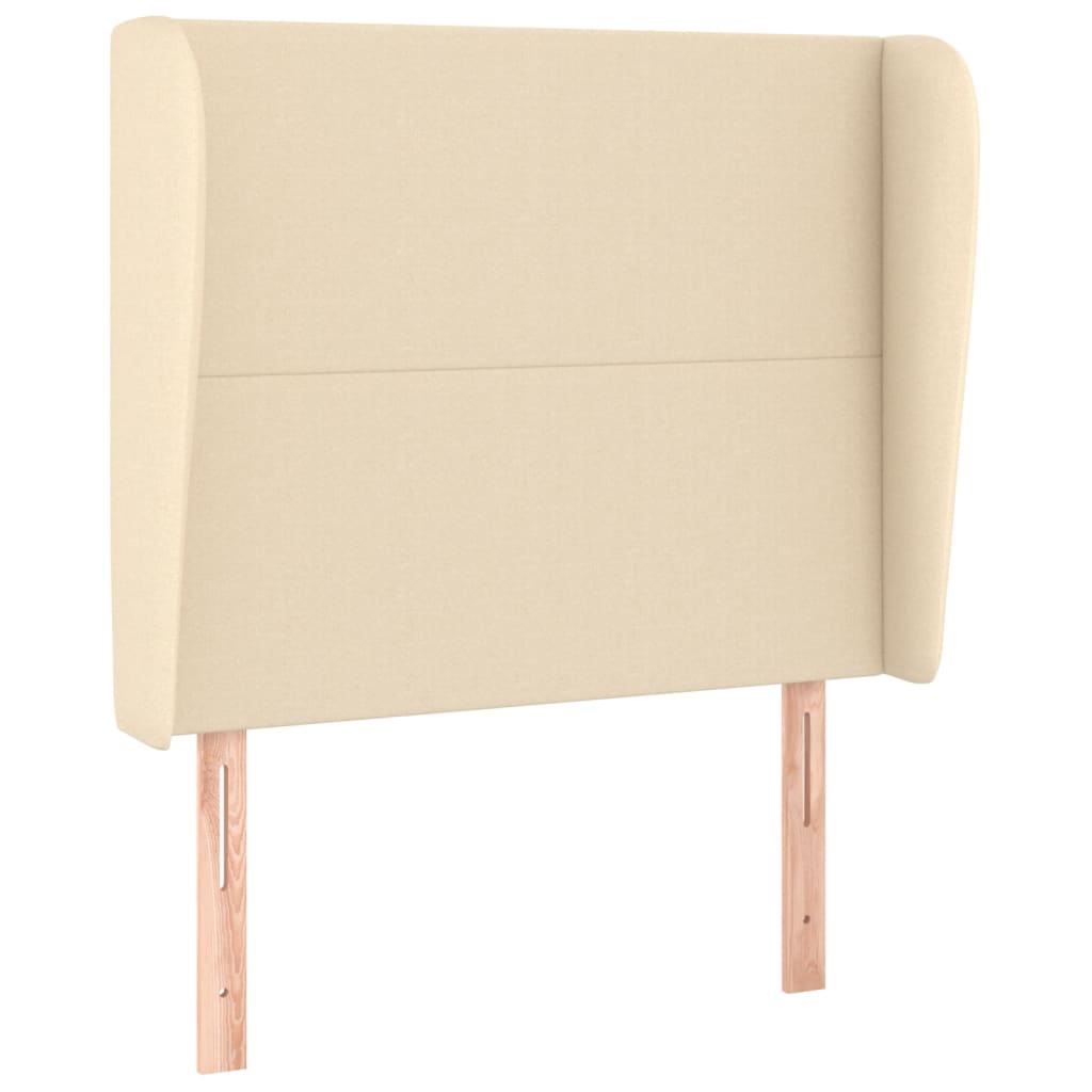 sengegavl med kanter 103x23x118/128 cm stof cremefarvet