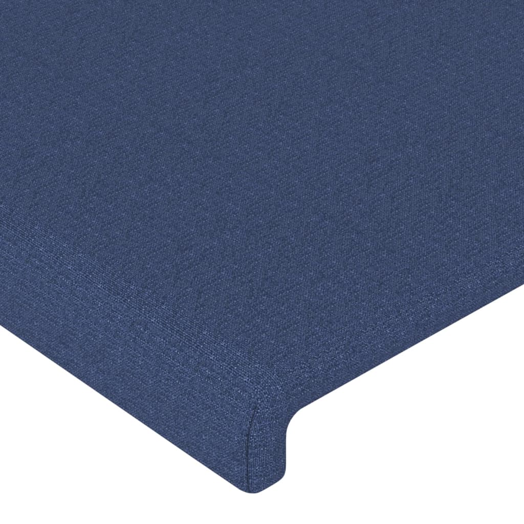 sengegavl med kanter 163x23x118/128 cm stof blå