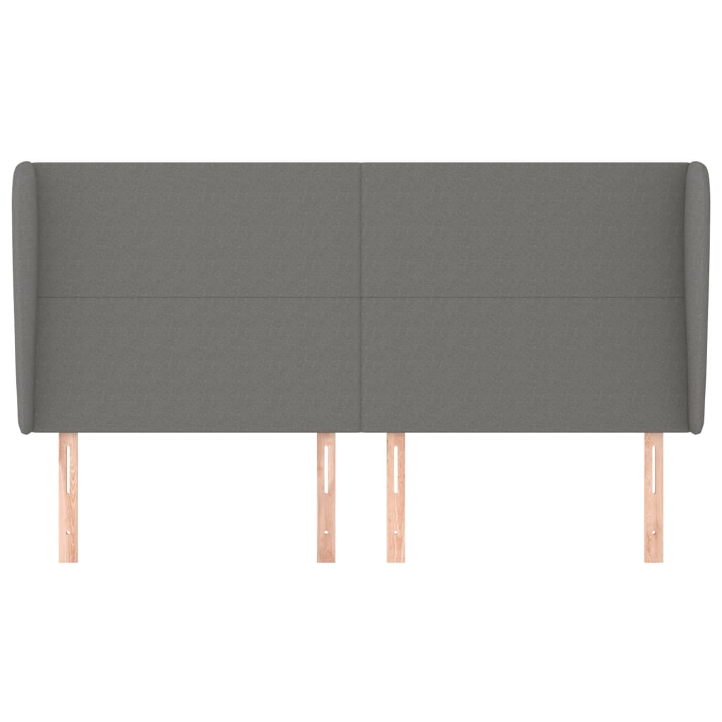 sengegavl med kanter 183x23x118/128 cm stof mørkegrå