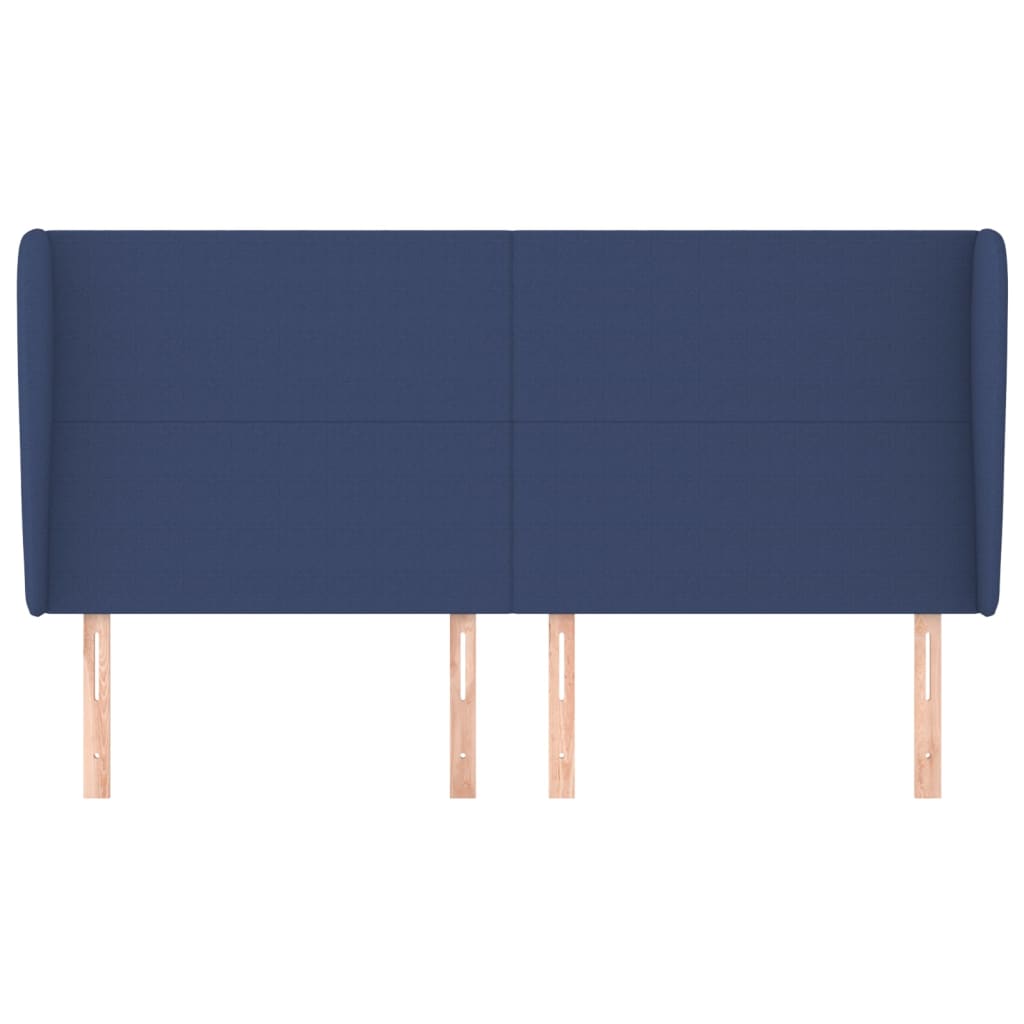 sengegavl med kanter 183x23x118/128 cm stof blå