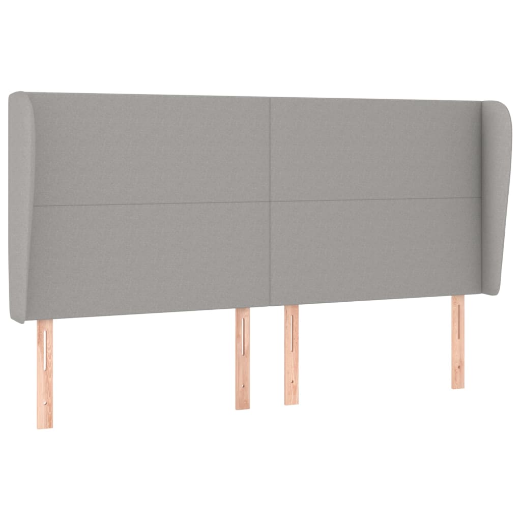 sengegavl med kanter 203x23x118/128 cm stof lysegrå