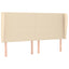 sengegavl med kanter 203x23x118/128 cm stof cremefarvet