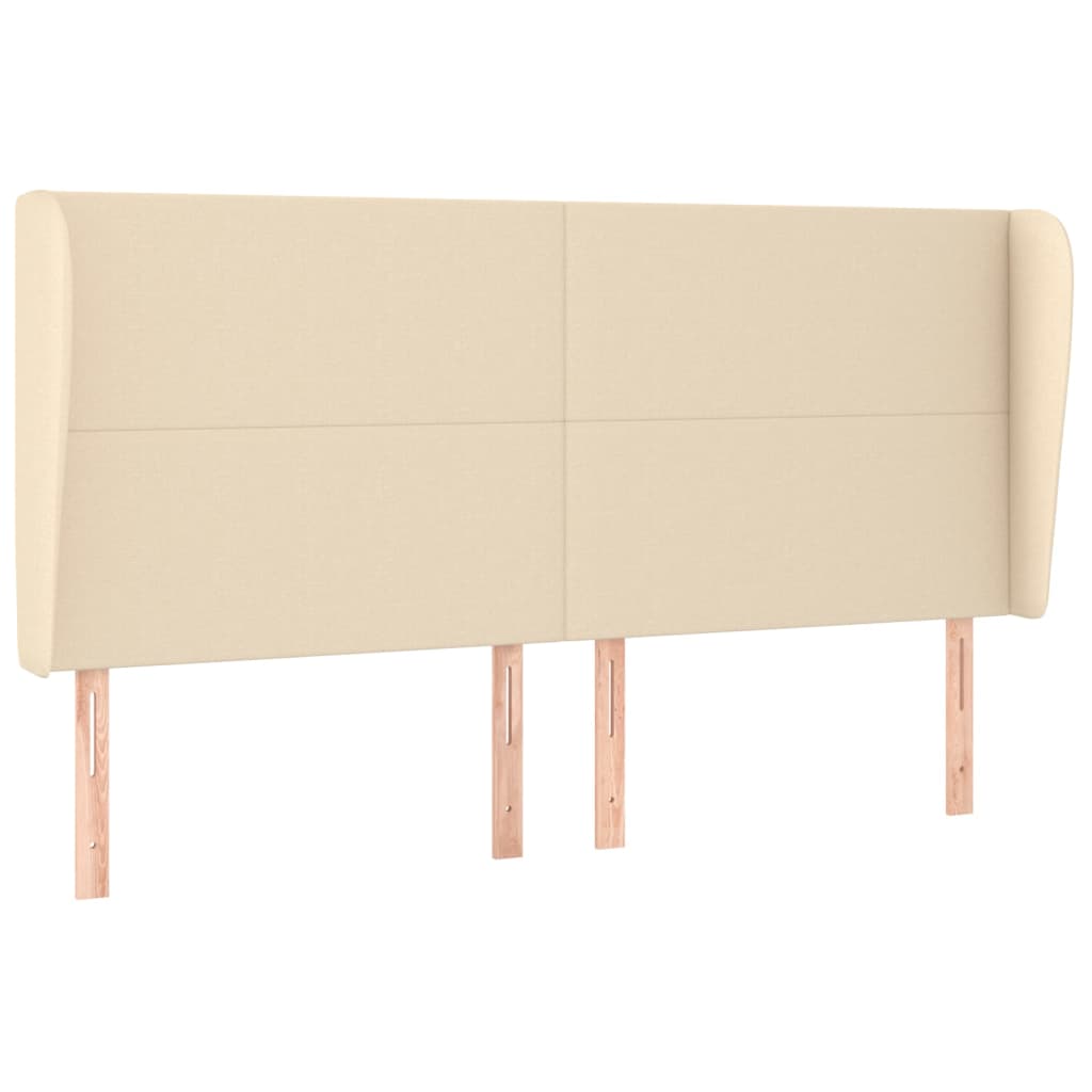 sengegavl med kanter 203x23x118/128 cm stof cremefarvet