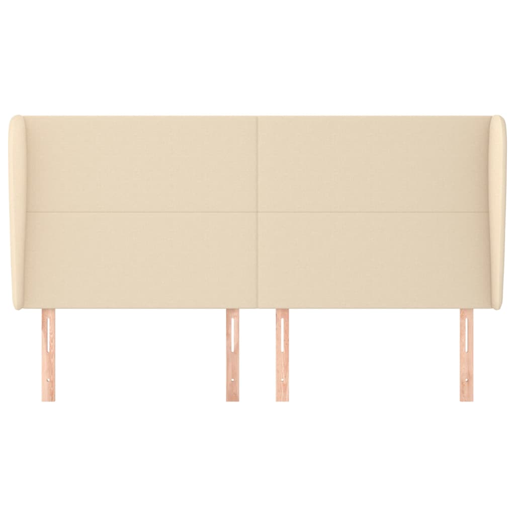 sengegavl med kanter 203x23x118/128 cm stof cremefarvet