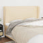 sengegavl med kanter 203x23x118/128 cm stof cremefarvet