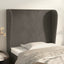 sengegavl med kanter 83x23x118/128 cm fløjl mørkegrå
