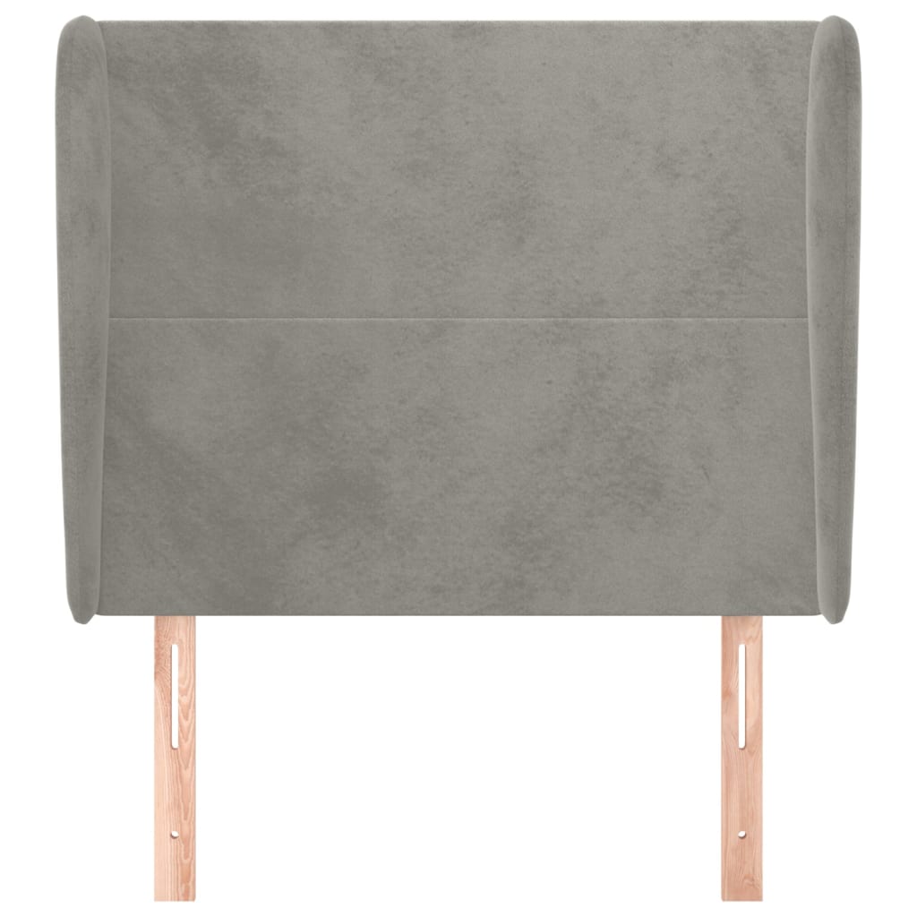 sengegavl med kanter 93x23x118/128 cm fløjl lysegrå