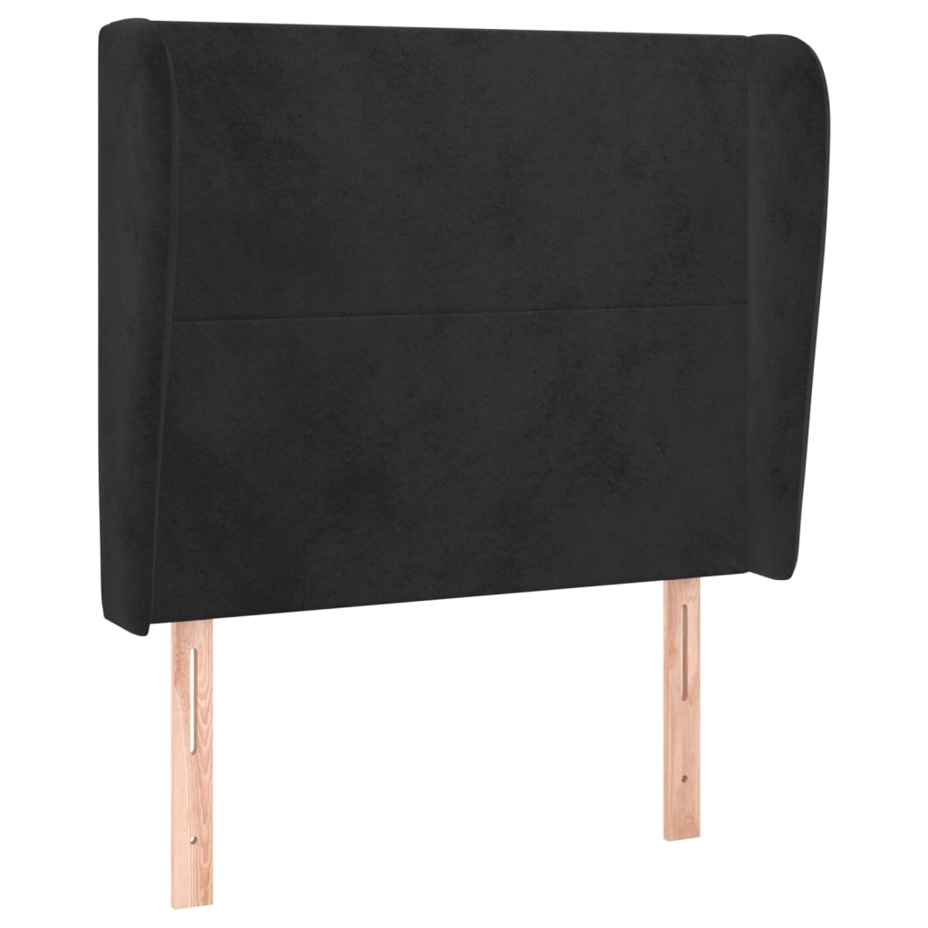 sengegavl med kanter 93x23x118/128 cm fløjl sort