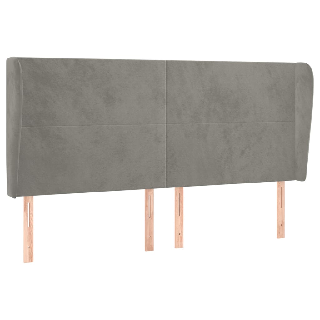 sengegavl med kanter 183x23x118/128 cm fløjl lysegrå