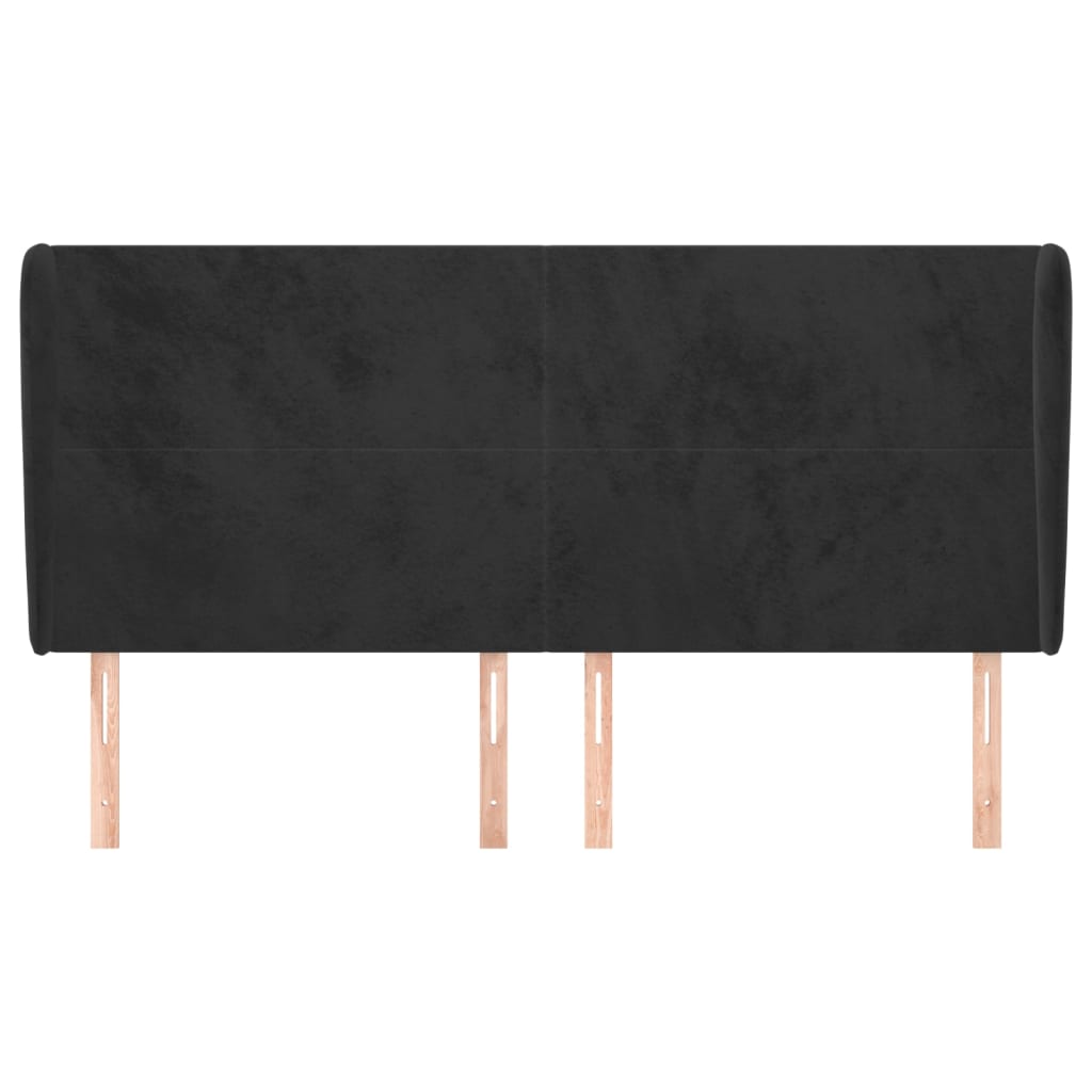 sengegavl med kanter 203x23x118/128 cm fløjl sort
