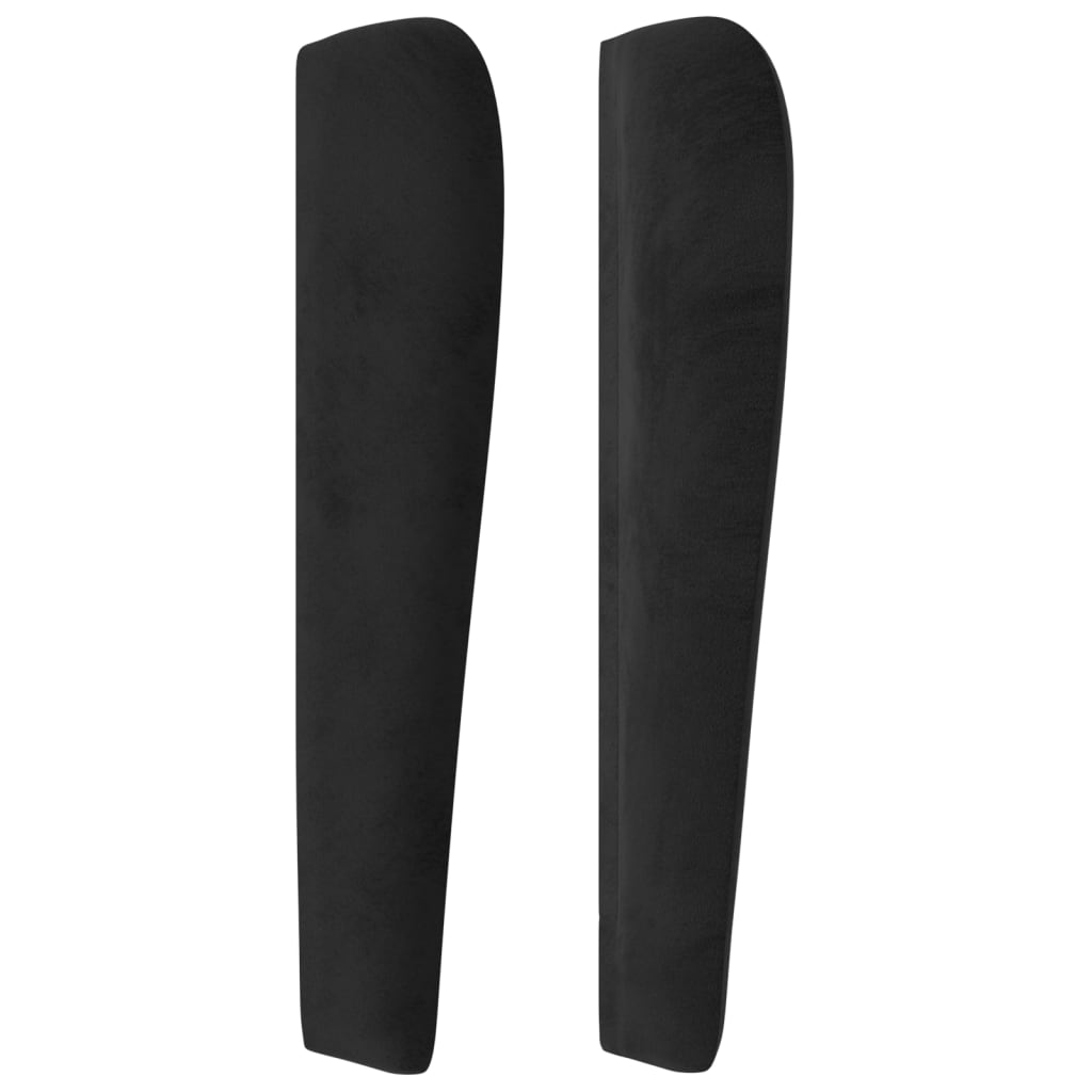 sengegavl med kanter 203x23x118/128 cm fløjl sort