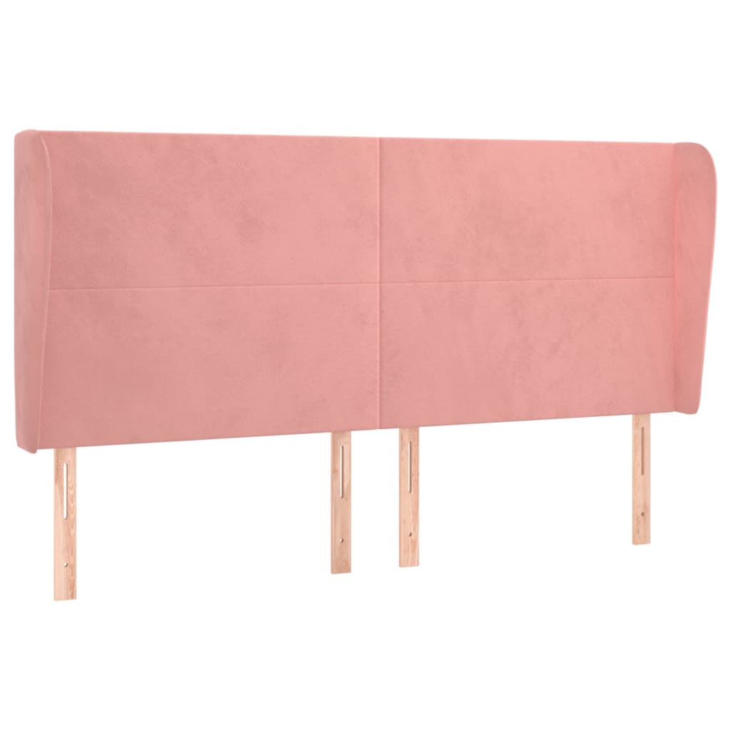 sengegavl med kanter 203x23x118/128 cm fløjl lyserød