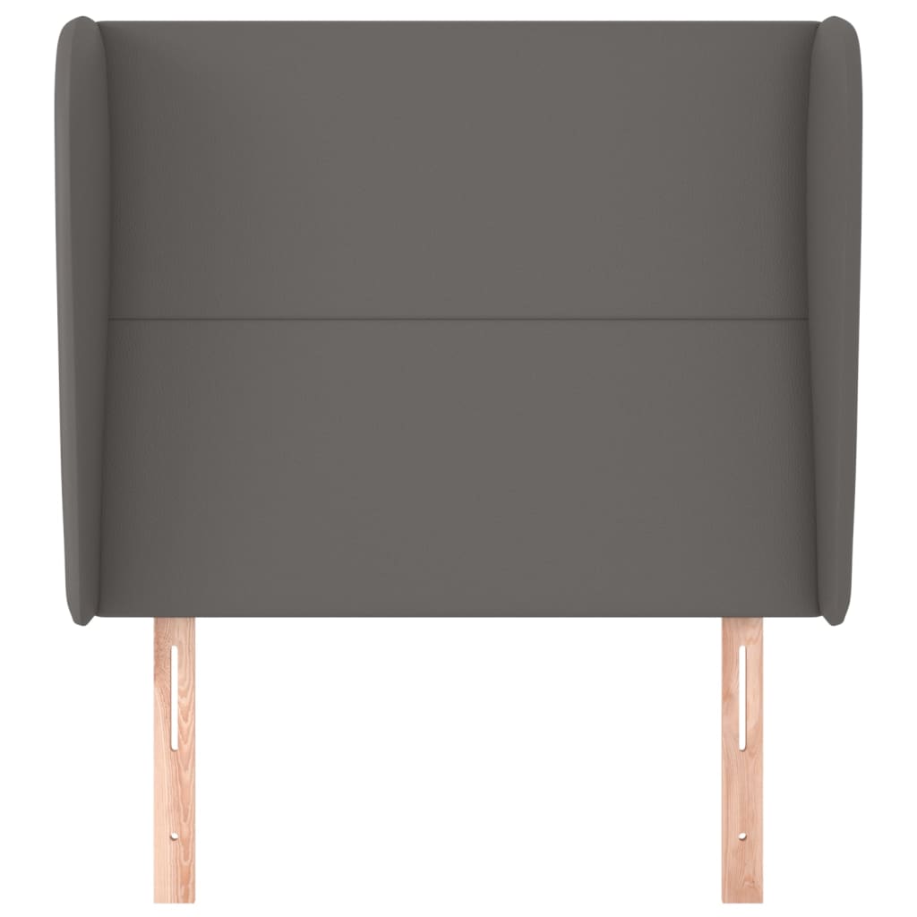 sengegavl med kanter 93x23x118/128 cm kunstlæder grå