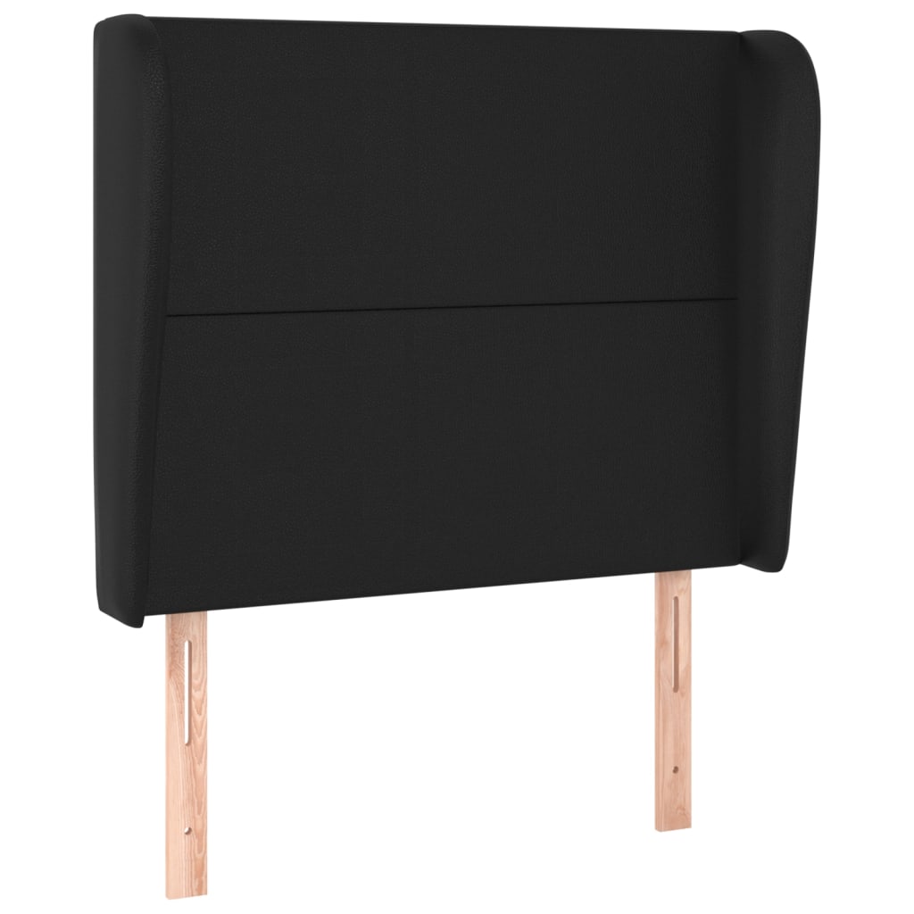 sengegavl med kanter 103x23x118/128 cm kunstlæder sort