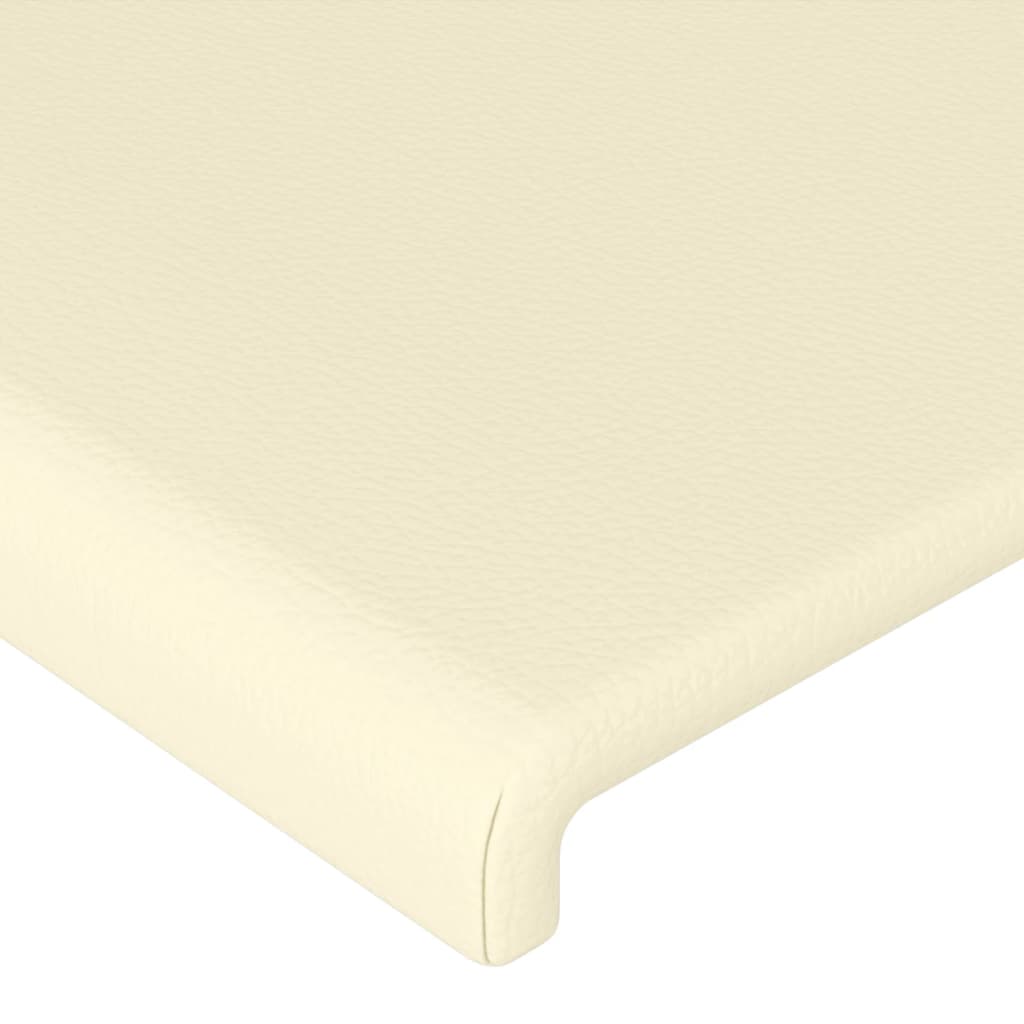 sengegavl med kanter 103x23x118/128 cm kunstlæder cremefarvet