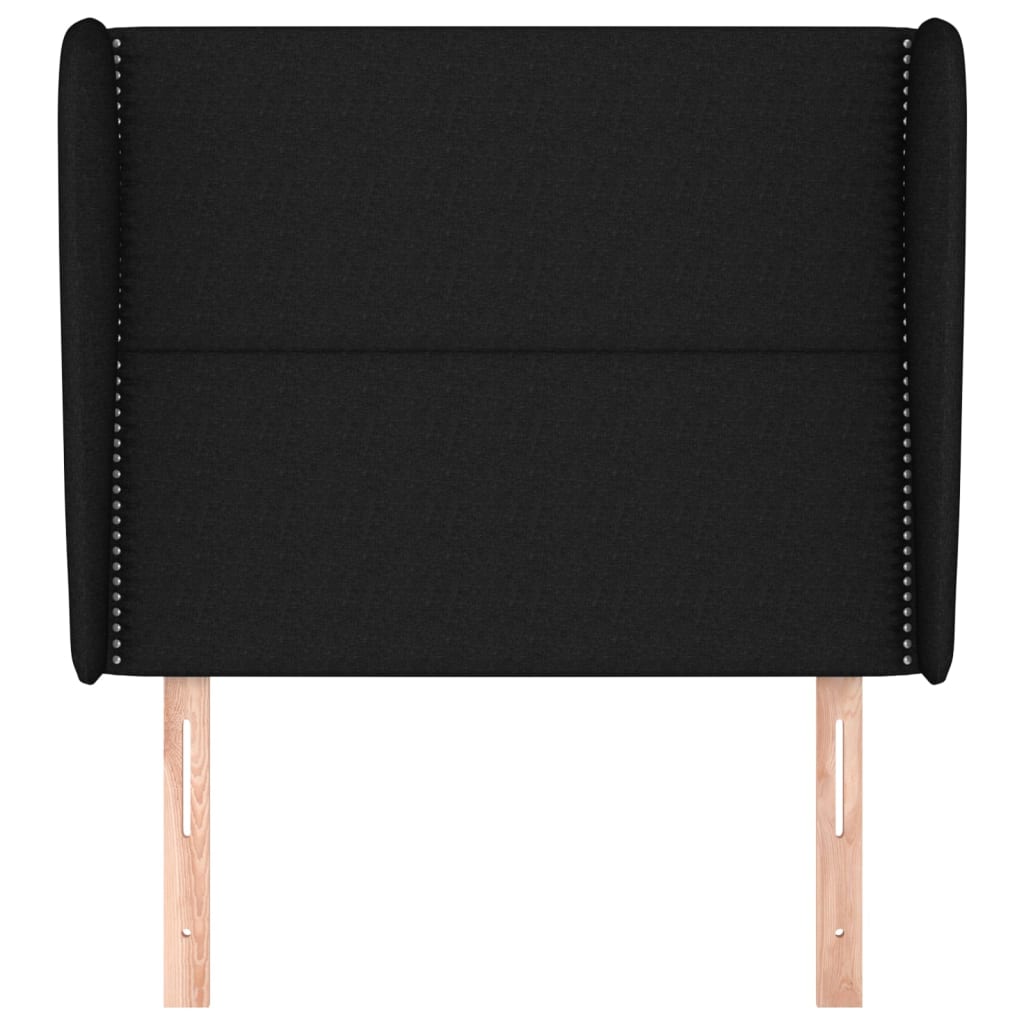 sengegavl med kanter 83x23x118/128 cm stof sort