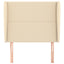 sengegavl med kanter 93x23x118/128 cm stof cremefarvet