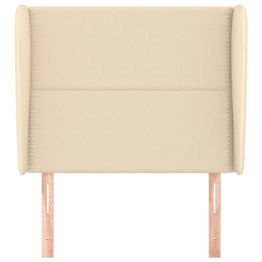 sengegavl med kanter 93x23x118/128 cm stof cremefarvet