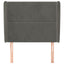 sengegavl med kanter 83x23x118/128 cm fløjl mørkegrå