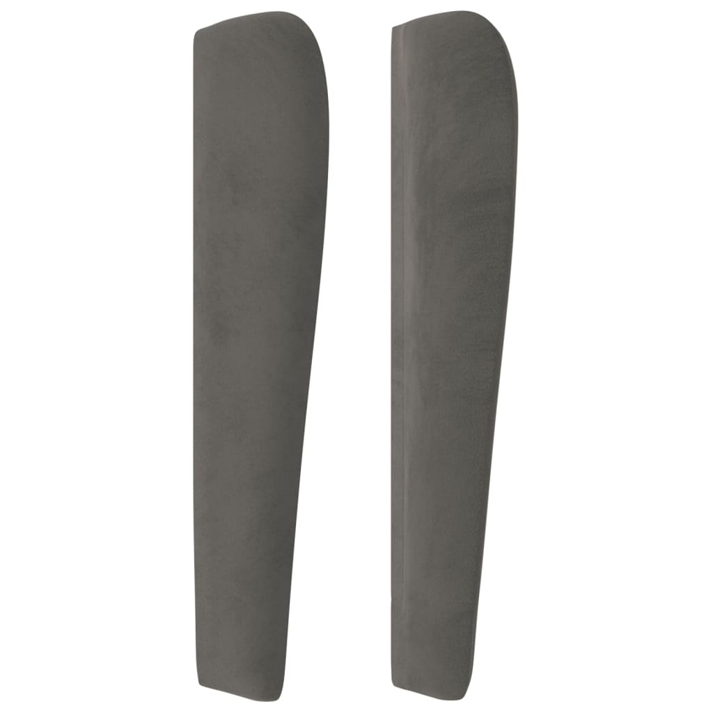sengegavl med kanter 83x23x118/128 cm fløjl mørkegrå