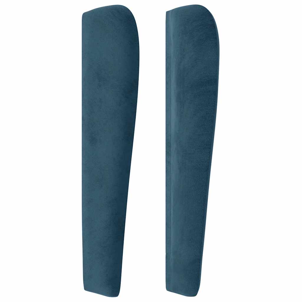 sengegavl med kanter 93x23x118/128 cm fløjl mørkeblå
