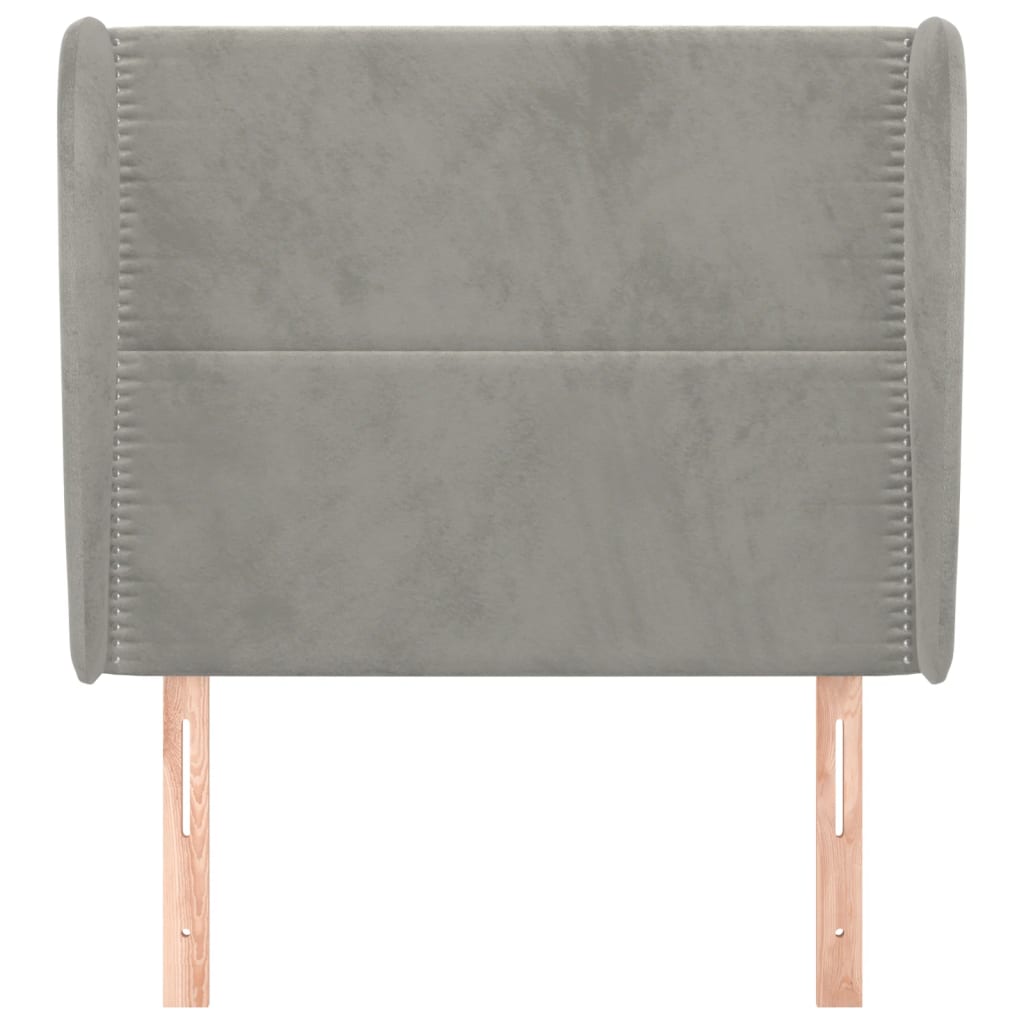 sengegavl med kanter 103x23x118/128 cm fløjl lysegrå