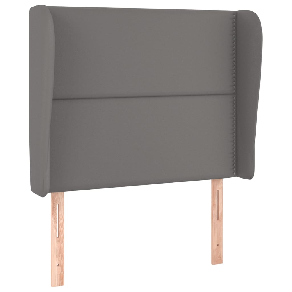 sengegavl med kanter 93x23x118/128 cm kunstlæder grå