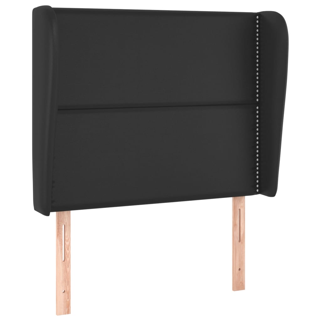 sengegavl med kanter 103x23x118/128 cm kunstlæder sort