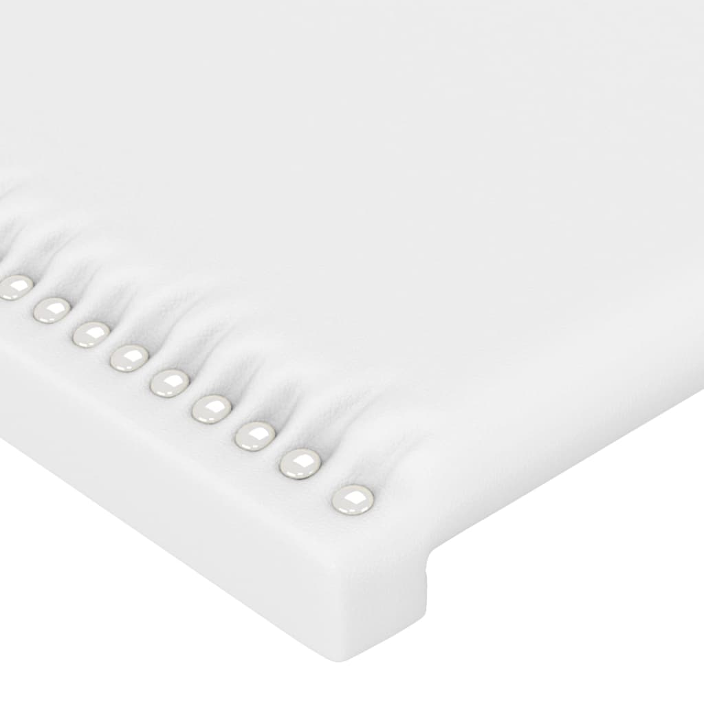 sengegavl med kanter 103x23x118/128 cm kunstlæder hvid