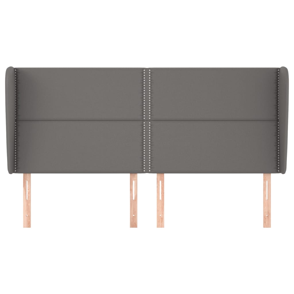 sengegavl med kanter 203x23x118/128 cm kunstlæder grå