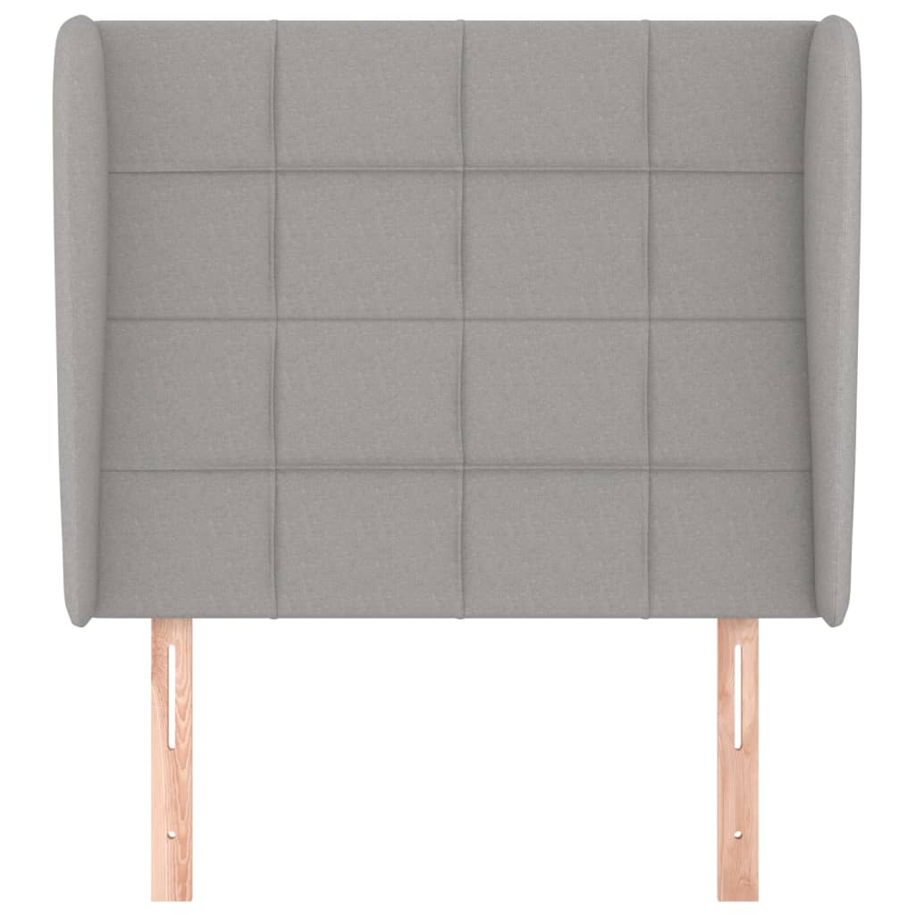 sengegavl med kanter 83x23x118/128 cm stof lysegrå