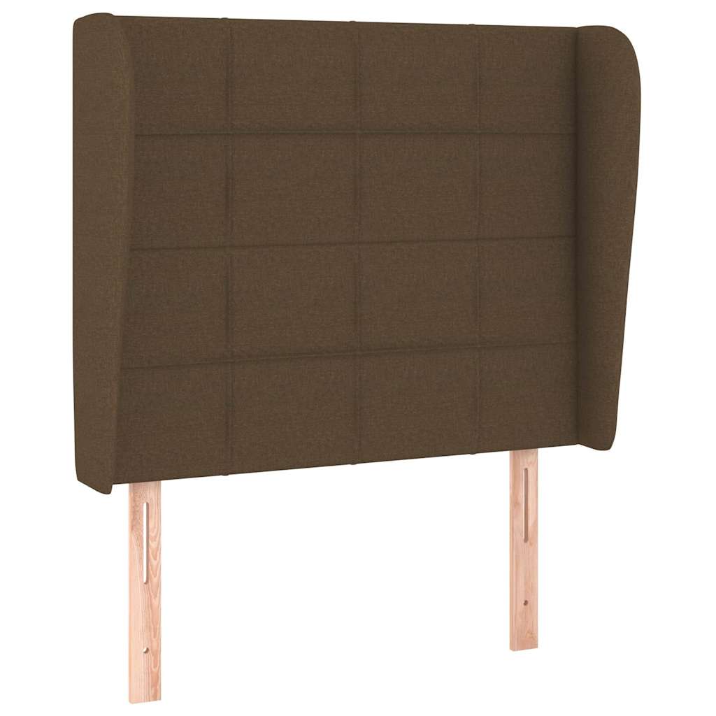 sengegavl med kanter 83x23x118/128 cm stof mørkebrun