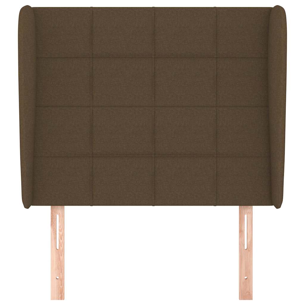 sengegavl med kanter 83x23x118/128 cm stof mørkebrun