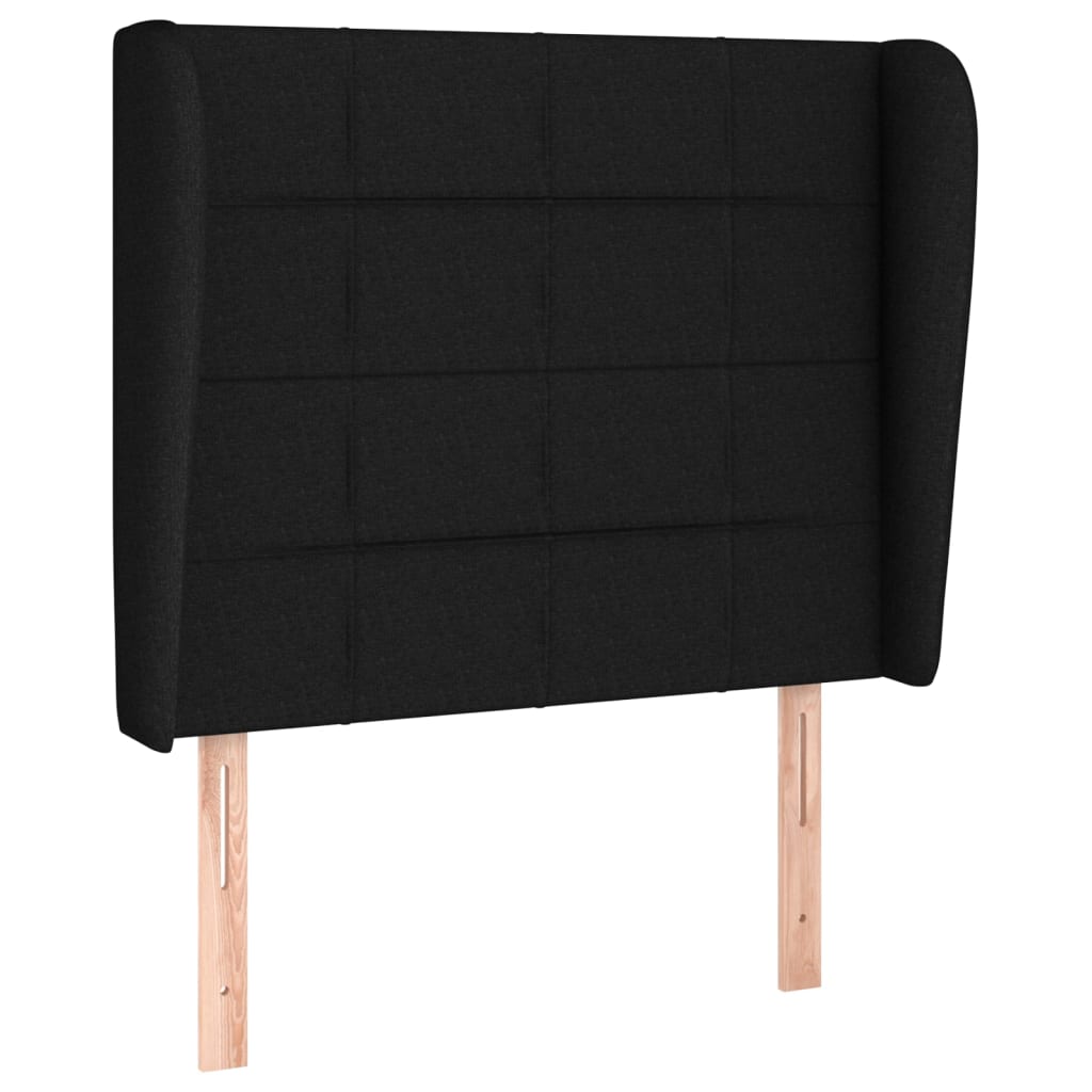 sengegavl med kanter 93x23x118/128 cm stof sort