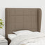 sengegavl med kanter 93x23x118/128 cm stof gråbrun