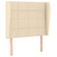 sengegavl med kanter 93x23x118/128 cm stof cremefarvet