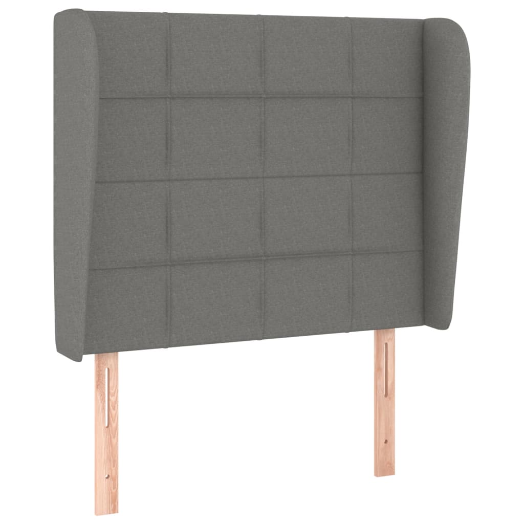 sengegavl med kanter 103x23x118/128 cm stof mørkegrå