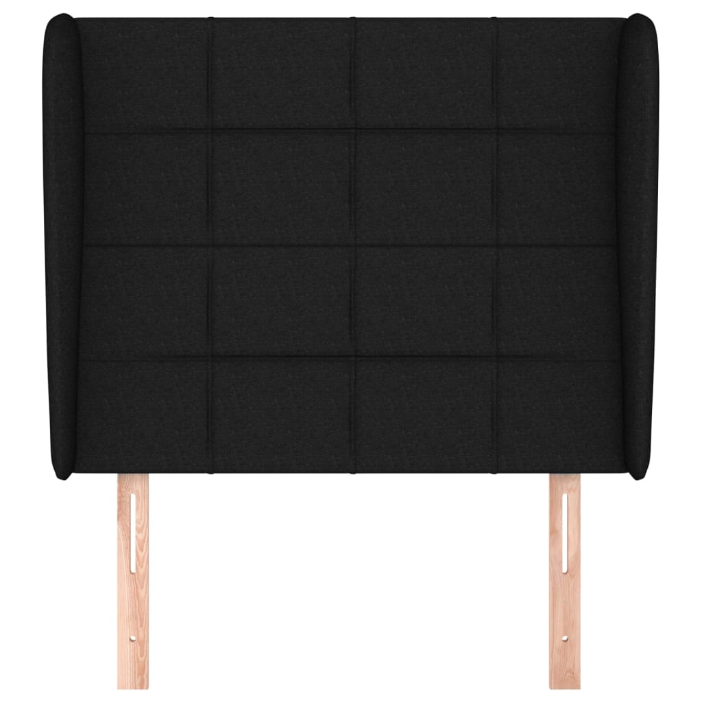 sengegavl med kanter 103x23x118/128 cm stof sort