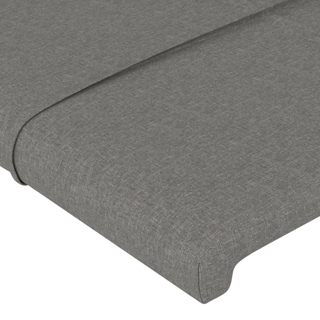 sengegavl med kanter 147x23x118/128 cm stof mørkegrå