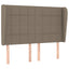 sengegavl med kanter 147x23x118/128 cm stof gråbrun