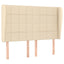sengegavl med kanter 147x23x118/128 cm stof cremefarvet