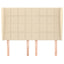 sengegavl med kanter 147x23x118/128 cm stof cremefarvet