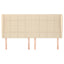 sengegavl med kanter 163x23x118/128 cm stof cremefarvet