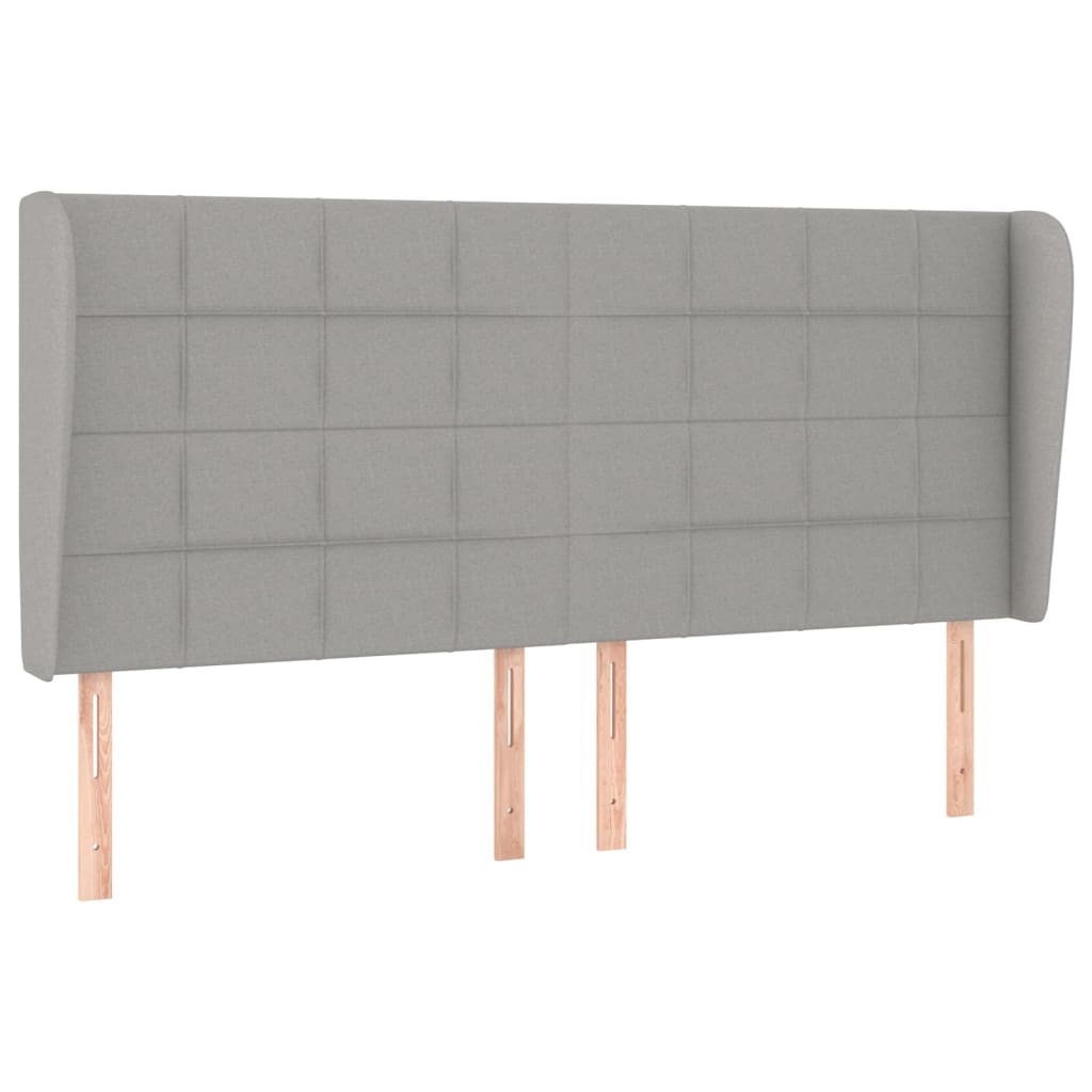 sengegavl med kanter 183x23x118/128 cm stof lysegrå